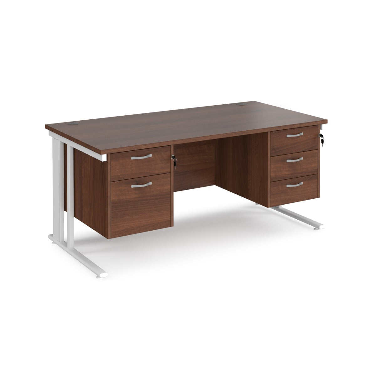 Maestro 800mm Deep Straight Cable Management Leg Office Desk with Two and Three Drawer Pedestal